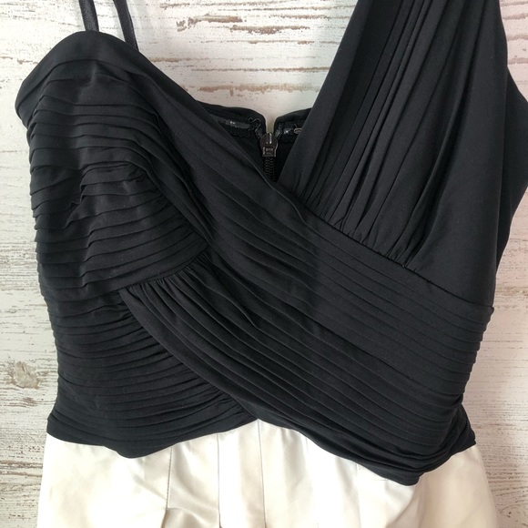 BCBGMAXAZARIA One Shoulder Black Cream Taffeta Tulle Mini Cocktail Dress 4 - Picture 4 of 10